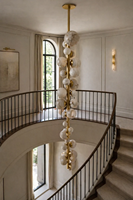 Lustre Linéaire Moderne Nordique de Luxe en Laiton et Albâtre Espagnol, Suspension Globale pour Escalier, Salle à Manger, Villa