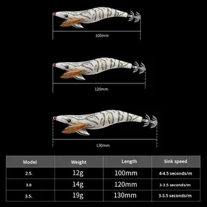 Señuelo de Calamar Luminoso de Madera con Cabeza de Plomo, Cuentas de Sonajero, Corriente Rápida, Agua Profunda, Anzuelos Biónicos, Marca SQUID KING - Product Image 3