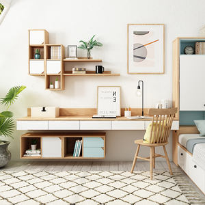 <span class=keywords><strong>Bureau</strong></span> d'ordinateur <span class=keywords><strong>mural</strong></span> en bois, <span class=keywords><strong>rangement</strong></span>, Style nordique, meubles de salle d'étude - Product Image 2