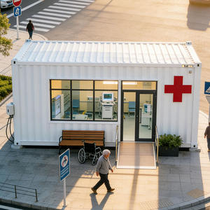 <span class=keywords><strong>Maison</strong></span> conteneur à deux étages en panneaux sandwich, aménagée en boutique éphémère, avec kiosque à café et bar, utilisable comme serre ou bureau - Product Image 1