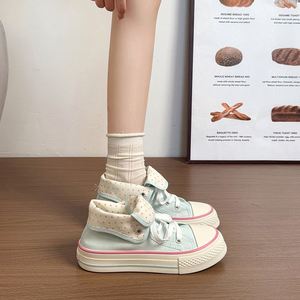 Zapatillas de Lona Originales de Caña Alta para Mujer, Estilo Coreano con Puntos, Chic y Versátiles, Calzado Casual, Novedad 2026 - Product Image 4