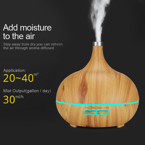 Wood Grain Aroma Diffuser 400ml Ultrasonic Essential Oil <b>Humidifier</b> With Led Light Touch Control For Home Office - Product Image 2