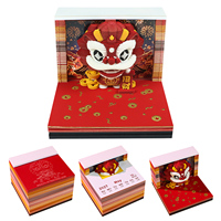 Bloc-notes calendrier 3D en papier, thème Lion Porte-Bonheur, culture chinoise traditionnelle, cadeau pour le succès et la prospérité, ornement de bureau lumineux