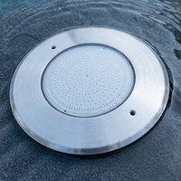 Yaokingled YK-SP635 24W Lampe de piscine ultra-mince avec base en ABS, garniture en acier inoxydable, étanche IP68, DC12V, contrôle RF RGB
