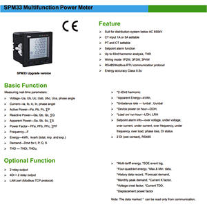 先导SPM33-R多功能面板RS485 Modbus功率计电能质量分析仪 - Product Image 3