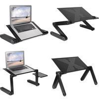 Support pliable pour ordinateur portable en alliage d'aluminium, réglable en hauteur à 360 degrés, refroidissement par ventilateurs doubles, tapis de souris ergonomique, léger et portable