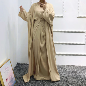 High Quality Wholesale the Latest Turkey Muslim Women Dresses Modest Solid Color Three-piece Set <strong>Abaya</strong> - Product Image 2