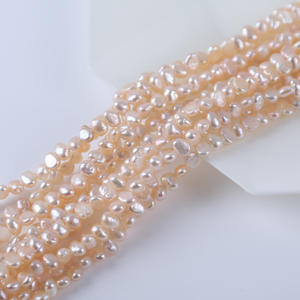 Perles d'eau douce blanches naturelles en vrac de 18 cm, 3,5-4 mm, plaquées gris, semi-finies, pour bracelet DIY - Product Image 4