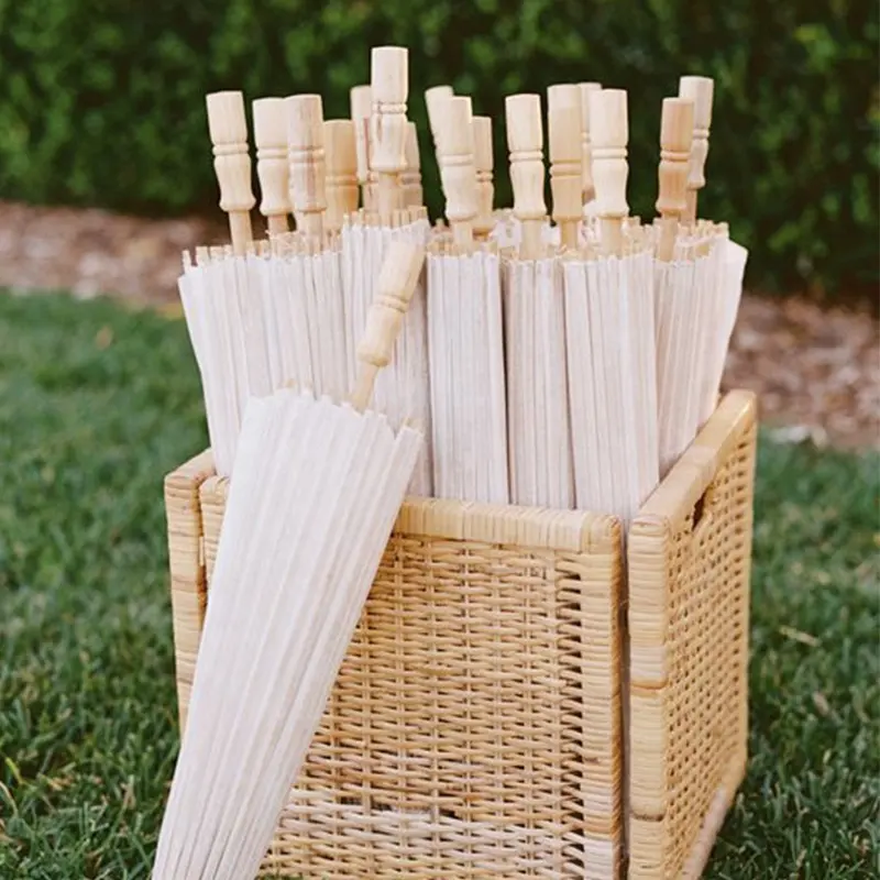 Venta al por mayor hecho a mano tradicional chino de papel blanco boda Parasol, Parasol de papel normal paraguas al aire libre