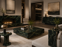 Dalles de marbre vert Fendi pour plans de travail de cuisine, dessus de meubles de salle de bain, dessus de tables à manger, tables consoles, bureaux et lavabos