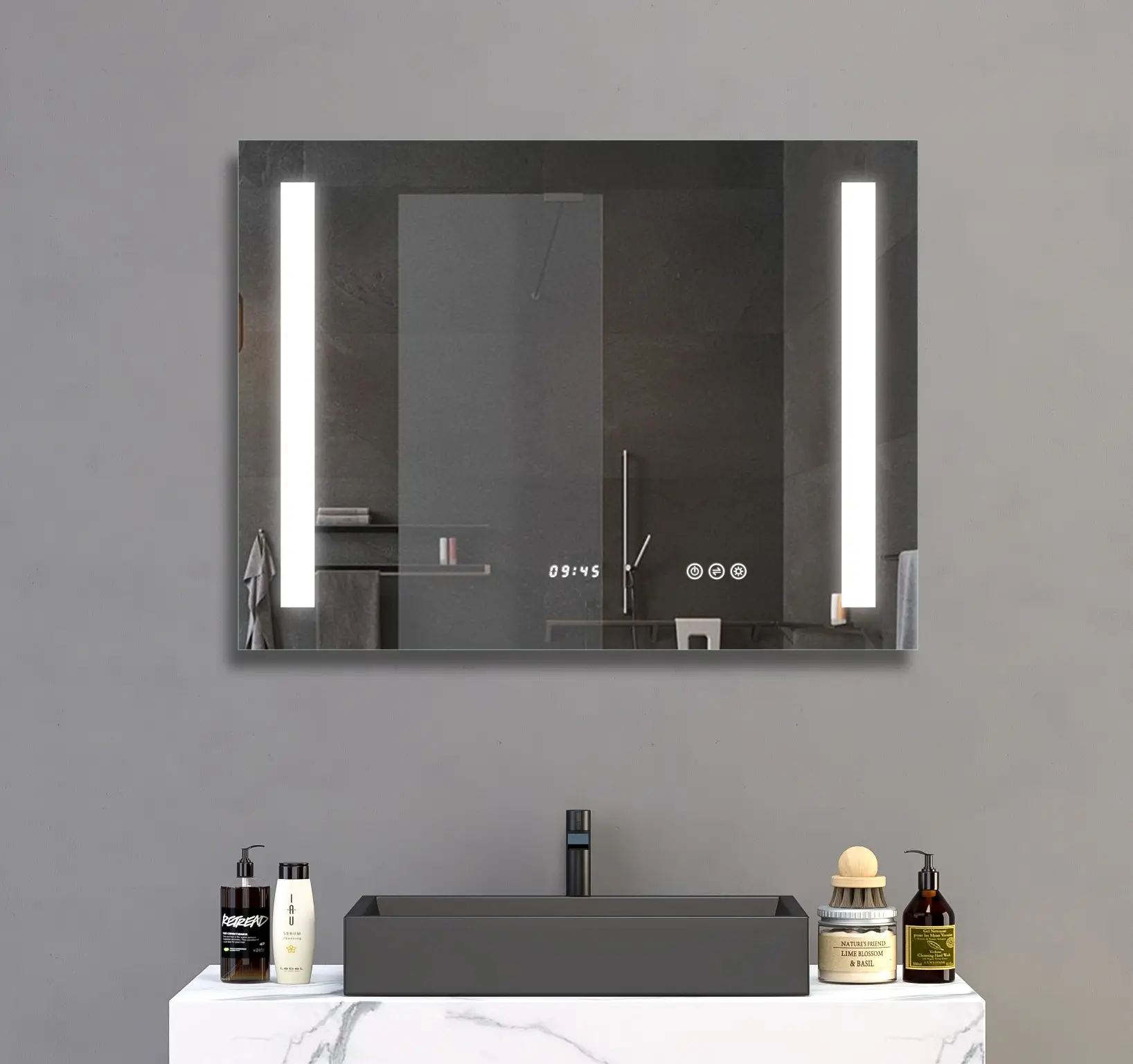 Popular Touch Screen Defogger Smart Led Light Mirror Bluetooths Digital Clock Smart LED Bath Mirror