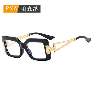 Lunettes de lecture anti-lumière bleue Psn, monture en métal noir, unisexe, visage carré - Product Image 1