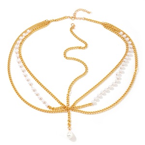 Catena per capelli bohémien multi-filo con perle e nappe in metallo, semplice catena per fronte, gioielli e accessori per capelli da donna - Product Image 5