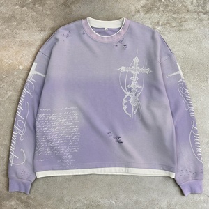 Chemise thermique surdimensionnée respirante en coton 100% personnalisée, de haute qualité, pour homme, style vintage, à manches longues, en tricot gaufré, effet délavé à l'acide - Product Image 4