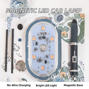 Nouvelle lampe LED magnétique sans fil HPX 12V pour coffre de voiture et plafonds de camion, recharge USB, lumière bleue, éclairage intérieur de voiture - Product Image 2