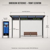 Abri de bus solaire intelligent avec affichage LED double face, résistant aux intempéries, en aluminium, personnalisable OEM pour arrêt de transport et campus