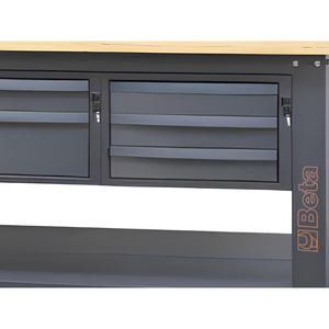 Beta C58BC-W 6CA/A 210cm établi anthracite avec plateau en bois, 6 tiroirs et armoire - Product Image 4