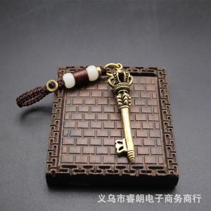 Llavero con colgante Vajra Pestle de latón antiguo de 58 mm de largo, accesorio para llaves de coche, regalo para hombres y mujeres - Product Image 4