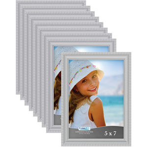 Cadre photo moderne en résine plastique 5X7 PS gris de haute qualité avec cadre de peinture en métal argenté et verre décorations murales de bureau pour la maison - Product Image 1