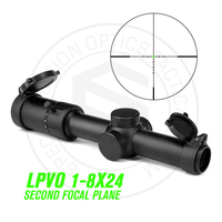 Lunette de visée LPVO SPECPRECISION 1-8x24 SFP avec réticule éclairé par fibre optique, tube de 30 mm, réglage de précision par tourelle, OEM pour la chasse
