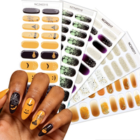 Bandes de gel semi-durcies pour ongles, motif toile d'araignée, chauve-souris, fantôme, citrouille, orange, noir, violet, dégradé, pailleté, directement de l'usine, pour Halloween effrayant