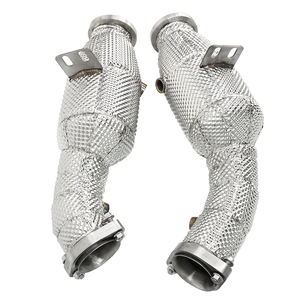 Downpipe <span class=keywords><strong>Moteur</strong></span> Haute Performance avec Isolation pour Mercedes C43 W205 E43 W213 GLC43 GLE43 AMG 3.0T M276 2016+ – Tuyau d'Échappement à Haut Débit 2.36 pouces, Paroi 1.5MM - Product Image 1
