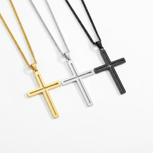 <b>Cross</b> Stainless Steel Necklace Hollow Pendant Unisex Fashion Jewelry - Product Image 2