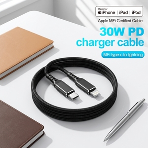สายชาร์จเร็วความเร็วสูง480Mbps ถึง <span class=keywords><strong>USB</strong></span> Type <span class=keywords><strong>C</strong></span> ไปยัง <span class=keywords><strong>Lightning</strong></span> ที่ได้รับการรับรอง MFI 27W PD 12V 2.25A สำหรับอุปกรณ์ <span class=keywords><strong>Apple</strong></span> iOS - Product Image 1