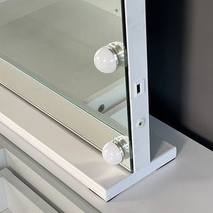 <span class=keywords><strong>Tavolo</strong></span> da Trucco Economico Bianco e Nero Stile Impressions con Piano in Vetro, Scrivania da Toeletta <span class=keywords><strong>per</strong></span> Maquillaje con Sedia e Specchio a Led - Product Image 4