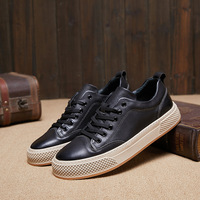 Chaussures décontractées pour hommes en cuir de vachette pleine fleur, faites à la main, de haute qualité, respirantes, antidérapantes, à lacets, tendance quatre saisons