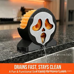 Soporte de Esponja de Plástico Ghostface, Decoración Creativa 3D con Diseño de Cara de Fantasma de Halloween, Organizador de Herramientas Impreso en 3D - Product Image 3