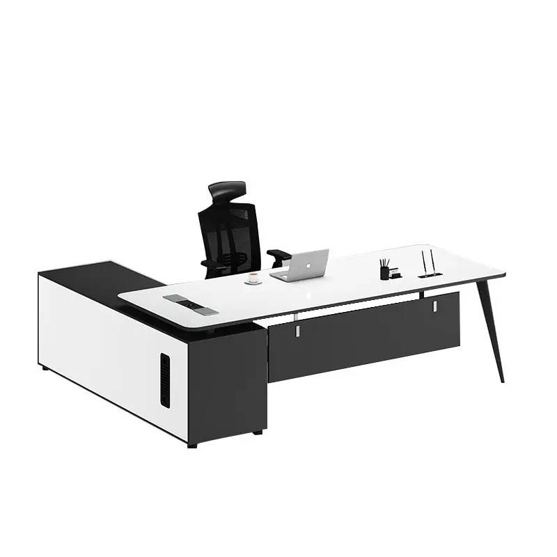 Oem Op Maat Gemaakt Houten Paneel Kantoormeubilair Executive Manager Desk Moderne Baas Tafel L Vorm Regisseur Tafel Met Stoel Bureau