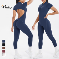 Nouvelle Arrivée Combinaisons de Yoga Courtes pour Femmes avec Fermeture Éclair, Rembourrage Intégré, Séchage Rapide, Haute Élasticité, Respirantes, pour Fitness et Gym