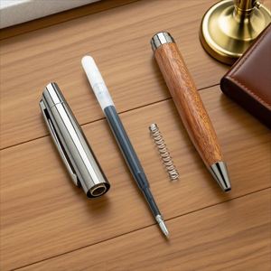Stylo Roller de Luxe en Métal Lourd avec Logo Personnalisé, Haute Qualité, Bois de Rose et Bois de Santal, Pointe Bille 1,0 mm, Cadeau, Design Plume - Product Image 4