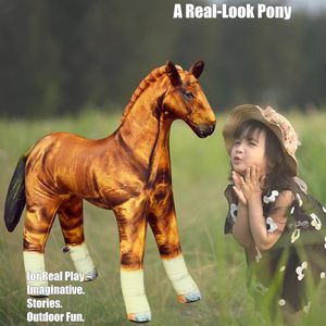 Caballo Marrón Realista de PVC, Juguete de Peluche, Animal de Peluche Realista, Impermeable y Plegable para Decoración del Hogar - Product Image 5