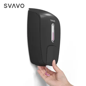 SVAVO Cheap price matte black ABS Plastic Wall mounted 800ml Liquid Manual push Soap Dispenser with lock
