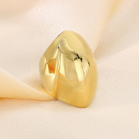 22mm Breiter Edelstahl Massiver Schwerer Ring 18k Vergoldet Matt Unisex Retro Punk Statement Wasserdichtes Accessoire