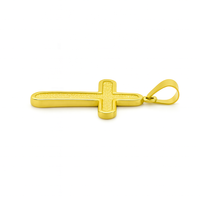 Colgante de Cruz Cristiana de Oro de 14K, Grande, Redondeado, Hecho a Mano, Pulido, Amarillo, Unisex, Sin Níquel, Sin Plomo, Elegante Regalo