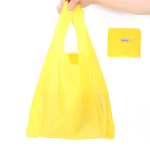 Solid color large capacity foldable supermarket shopping bag portable Oxford cloth grocery shopping bag