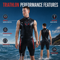 Combinaison de natation en eau libre 3 mm sans manches pour homme, néoprène lisse, combinaison de triathlon