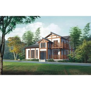 Casa prefabricada de estructura de acero ligero, estilo chino, revestida de metal, para residencia rural. - Product Image 1