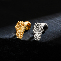 Pendientes de Titanio con Diseño de Telaraña para Cartílago, Daith, Labio y Hélix, ASTM F136, Accesorios de Moda para Halloween, Joyería