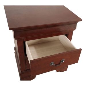 Table de chevet DB Charming Cherry Finish à 2 tiroirs, meuble de chambre à coucher antique et moderne pour appartement - Product Image 4