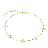 Bracelet chaîne en argent sterling S925 plaqué or 14 carats avec zircon, design délicat et minimaliste pour femme, cadeau original
