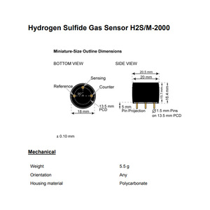 เมมเบรนพอร์ H2S/M-2000 เซ็นเซอร์ก๊าซไฮโดรเจนซัลไฟด์แบบอิเล็กโทรเคมี สวิตเซอร์แลนด์ ได้รับการรับรองตามมาตรฐาน RoHS - Product Image 3