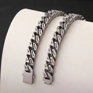 Pulsera y brazalete de hombre de acero inoxidable 316L a prueba de agua y antideslustre, pulsera de eslabones cubanos para hombre. - Product Image 2