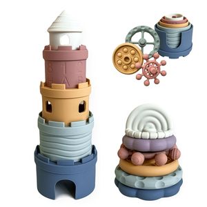 Bloques de Construcción Apilables de Silicona de Grado Alimenticio, Ecológicos y Educativos Inthetrend, Juguete de Dentición Suave para Bebés, Personalizable - Product Image 1