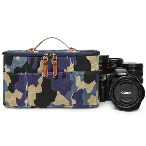 Camuflagem à prova d'água, estojo de transporte para câmera e lentes, bolsa para Canon Nikon Sony DSLR, equipamento fotográfico