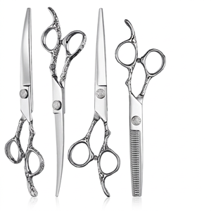 Ciseaux professionnels à effiler les cheveux en acier inoxydable, lame 440C, pointe affûtée, pour droitiers, manche long, usage en salon - Product Image 1