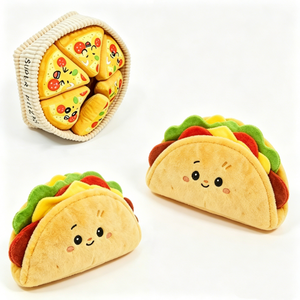 Peluche pizza personnalisable avec tranches amovibles, collection de peluches alimentaires de dessin animé (pizza, tacos), jouet en peluche pour enfants en forme de pizza - Product Image 3